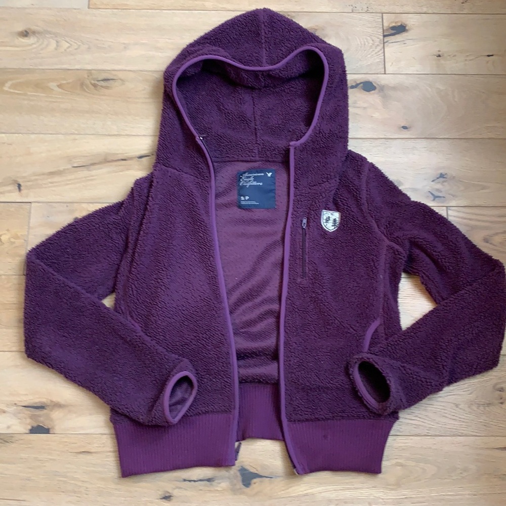 AEO Purple Fleece Hooded Jacket SZ S/P